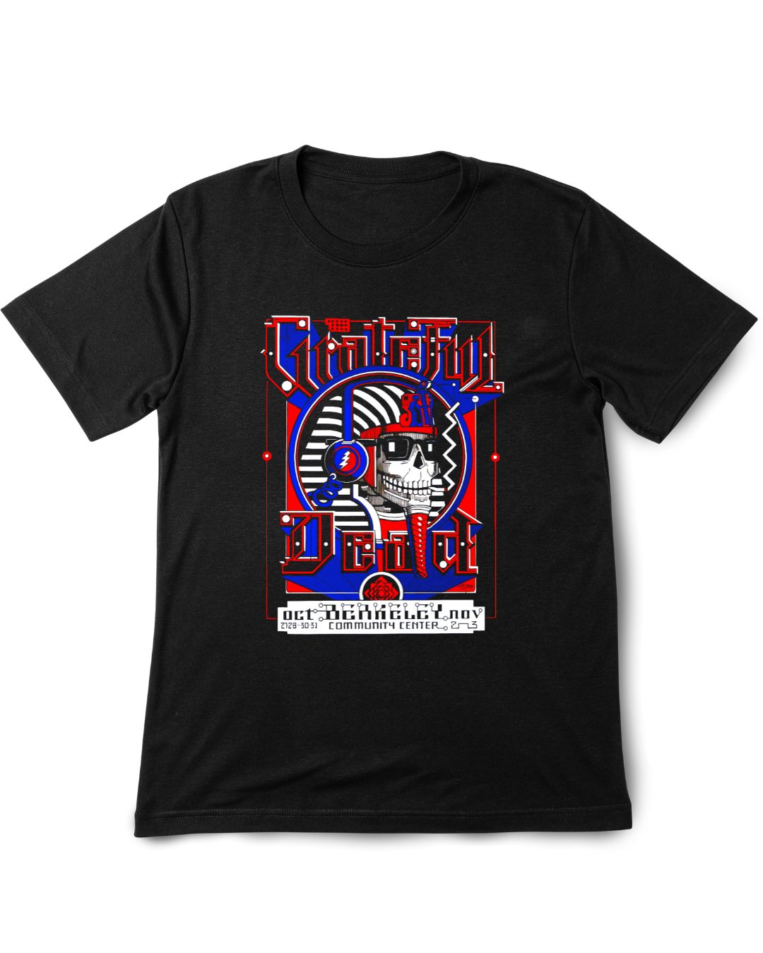 Grateful Dead 4 Vintage Printed Tee Shirt Black t-shirt with a colorful graphic design on a white background