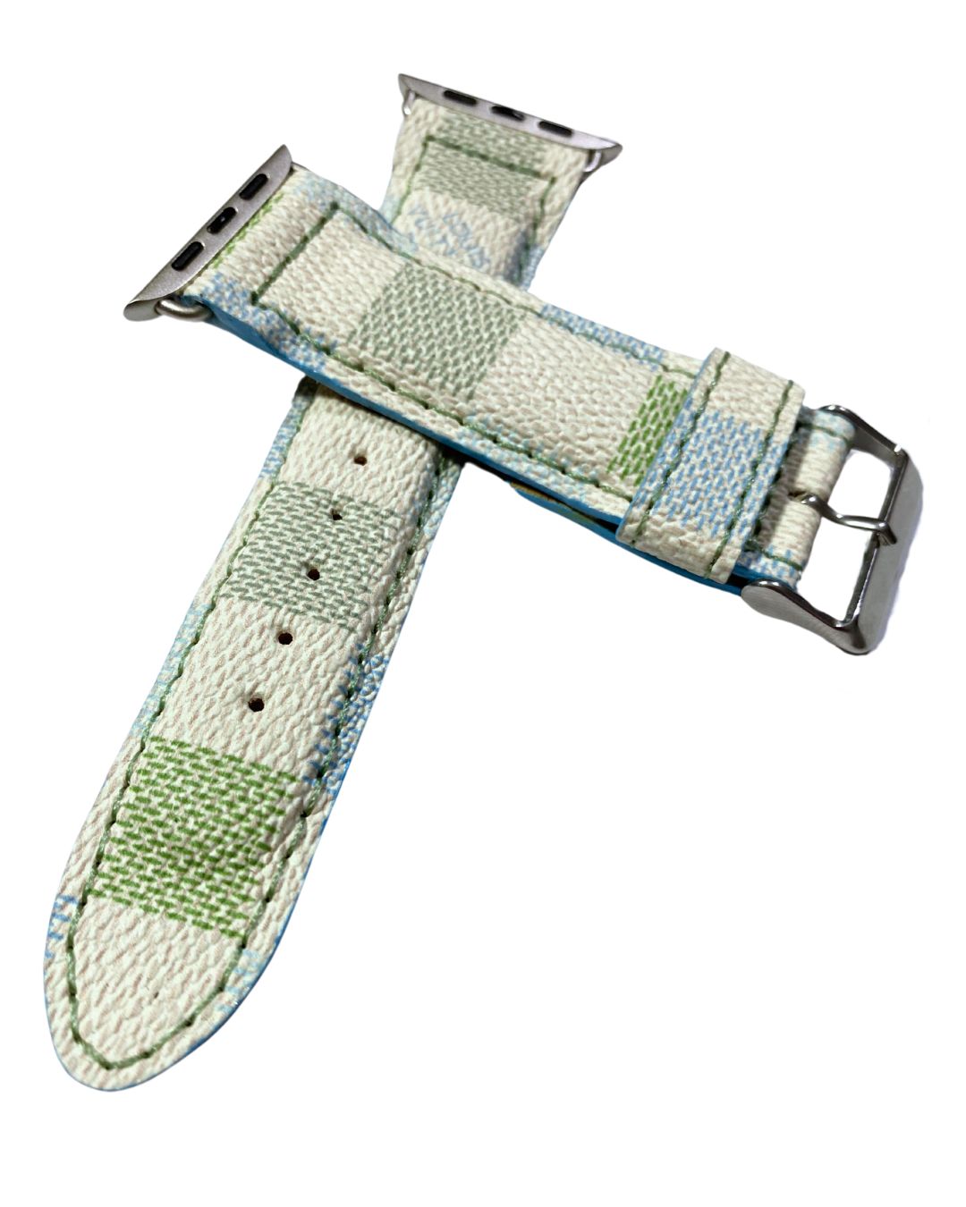 Louis Vuitton Apple Watch Band Damier Green & Sky blue Upcycled