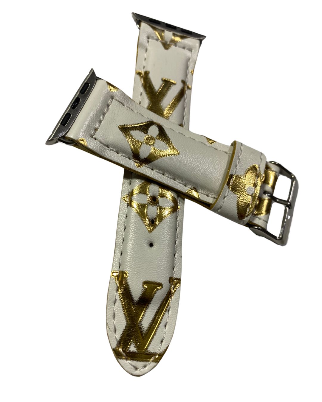 Louis Vuitton Apple Watch Band White & Gold