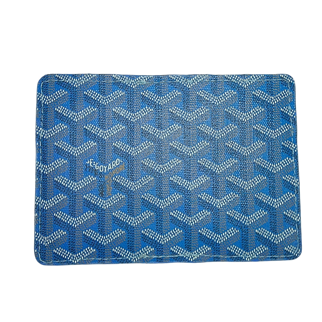 Upcycled Maison Goyard 6 Pocket Card Case Blue Back detail View