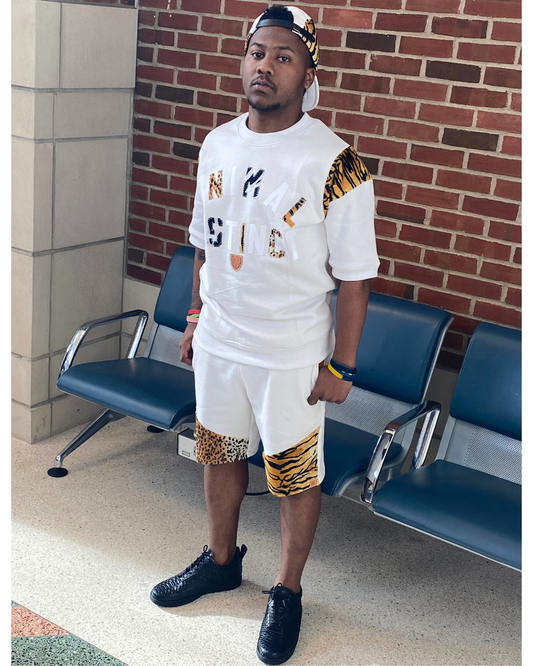 Animal Instinct White Tiger Short Set 