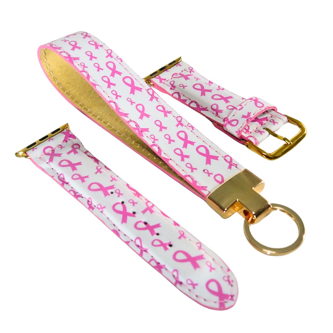 FCK Cancer Apple Watch Band Pink Ribbons and key fob 