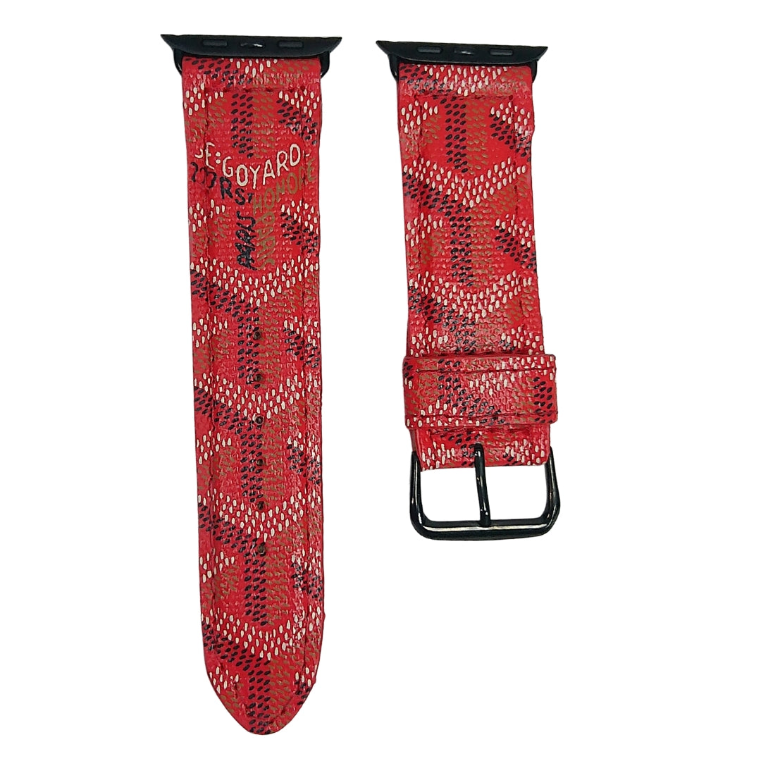 Maison Goyard Apple Watch Band Red Upcycled Front
