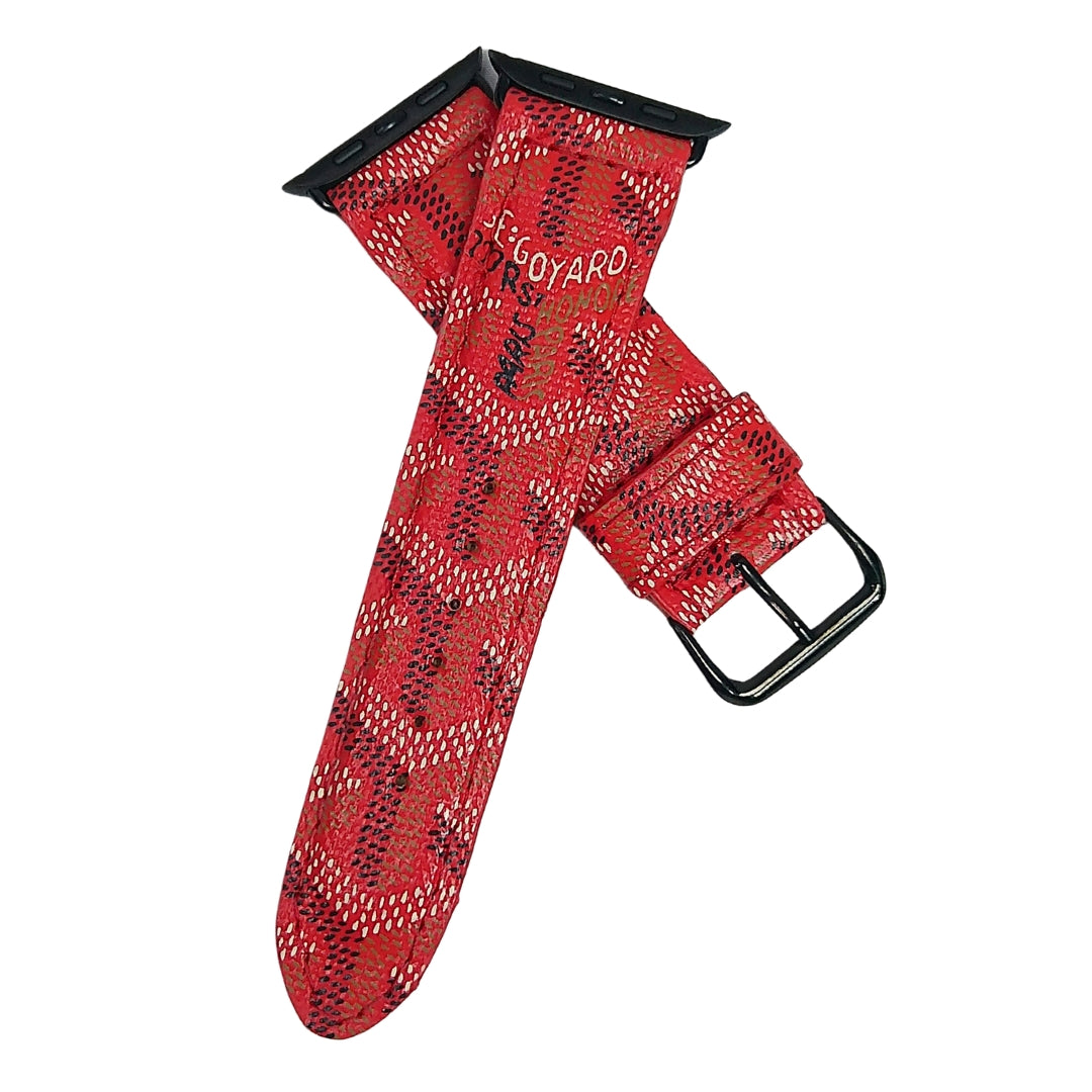Maison Goyard Apple Watch Band Red Upcycled Detail