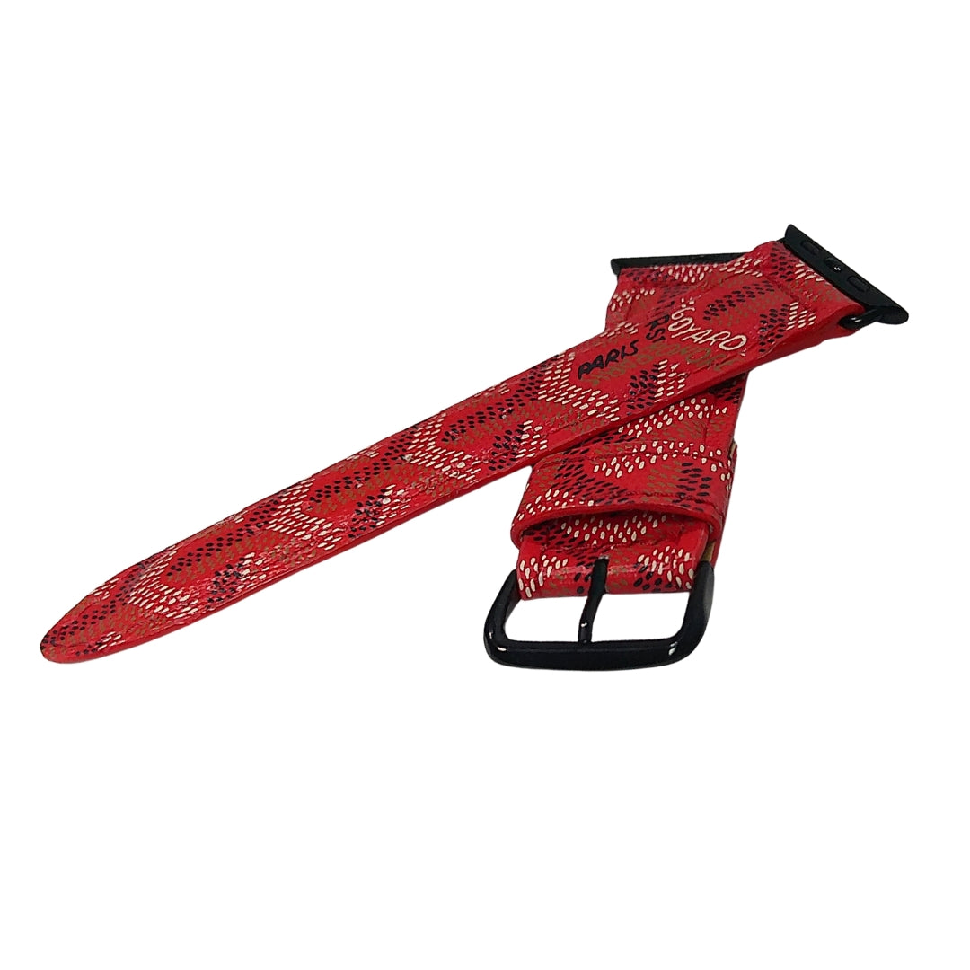 Maison Goyard Apple Watch Band Red Upcycled  Side View