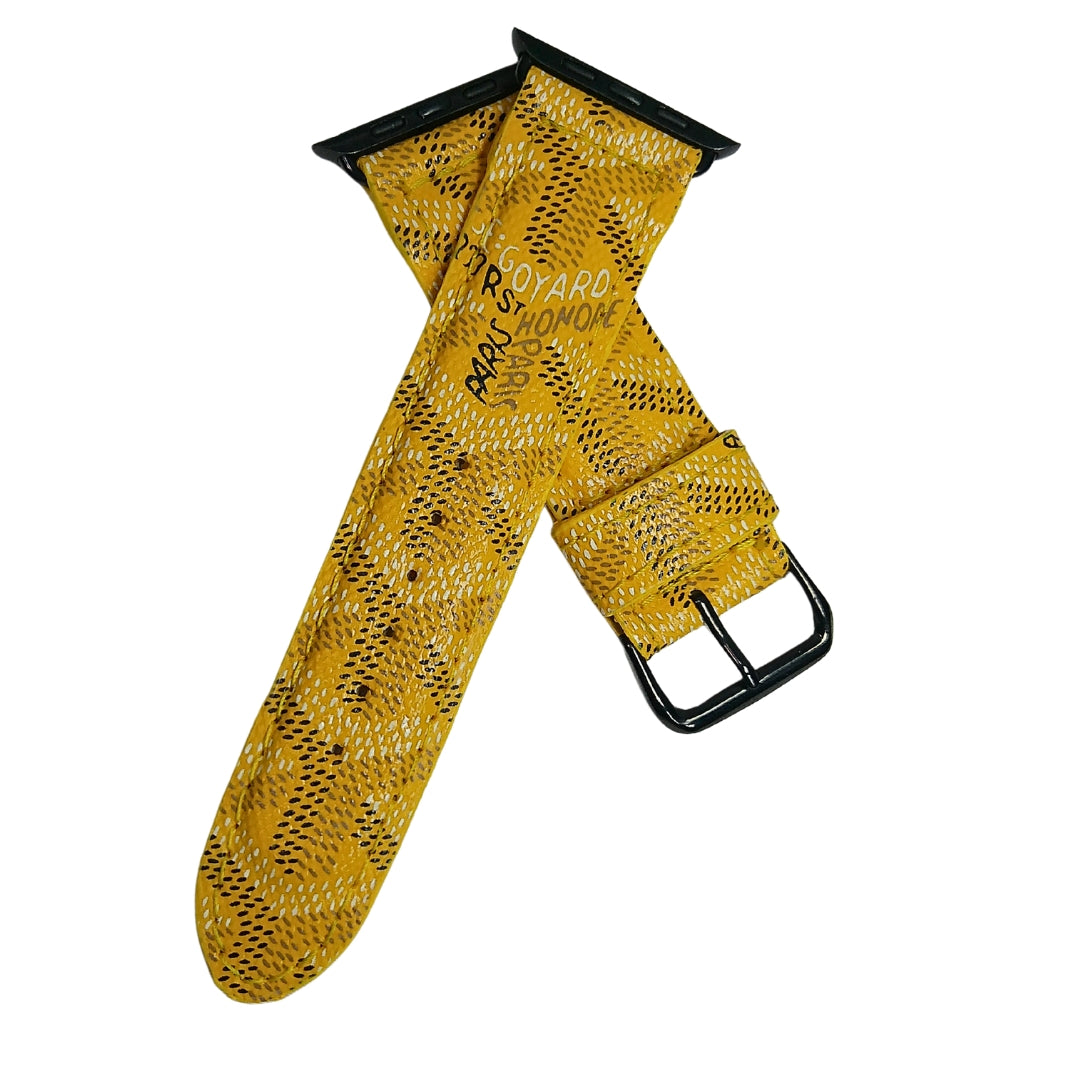 Maison Goyard Apple Watch Band Yellow Upcycled Detail
