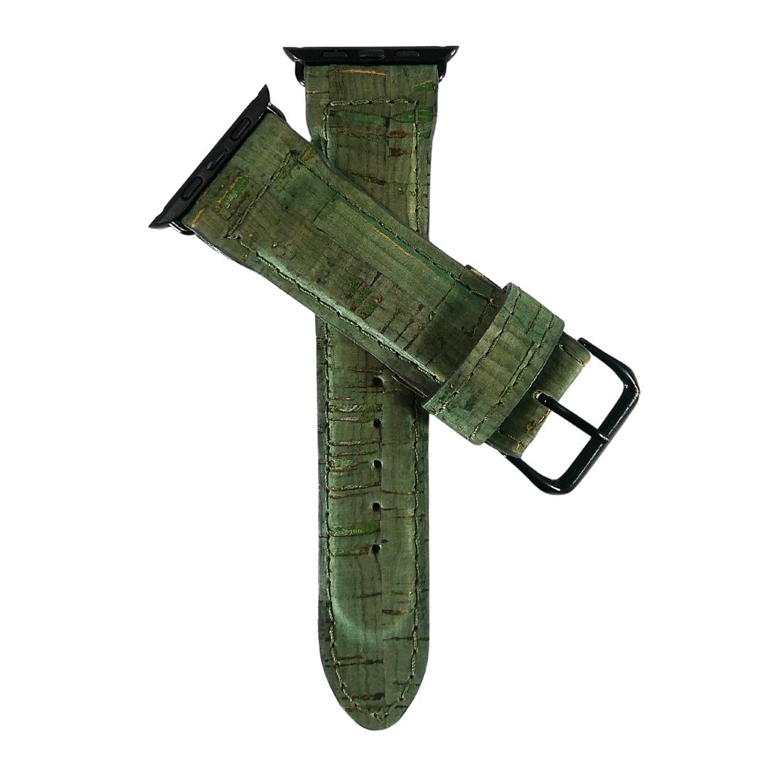 Olive Green Cork Apple Watch Band side 