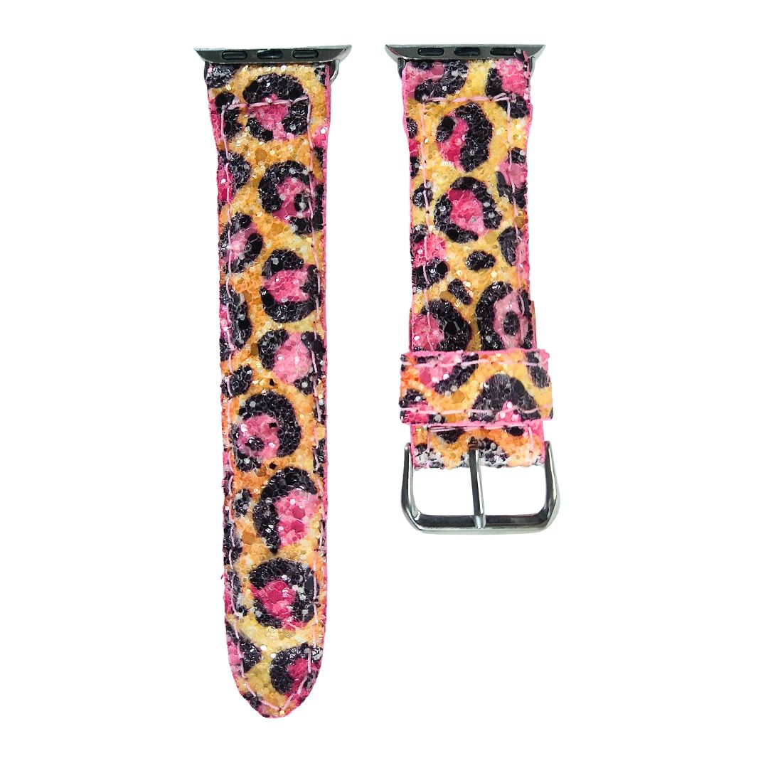 Pink Leopard Apple Watch Band Glitter 