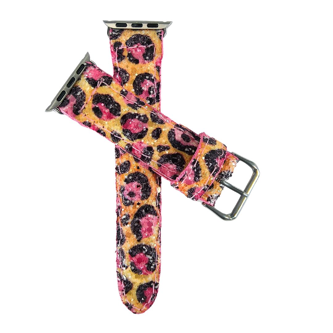 Pink Leopard Apple Watch Band Glitter top 