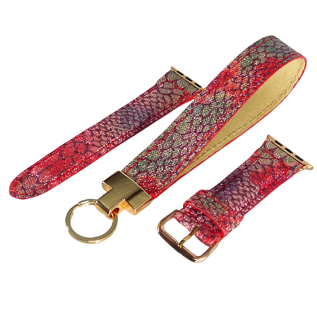 Red Snake Apple Watch Band Glitter  key fob side