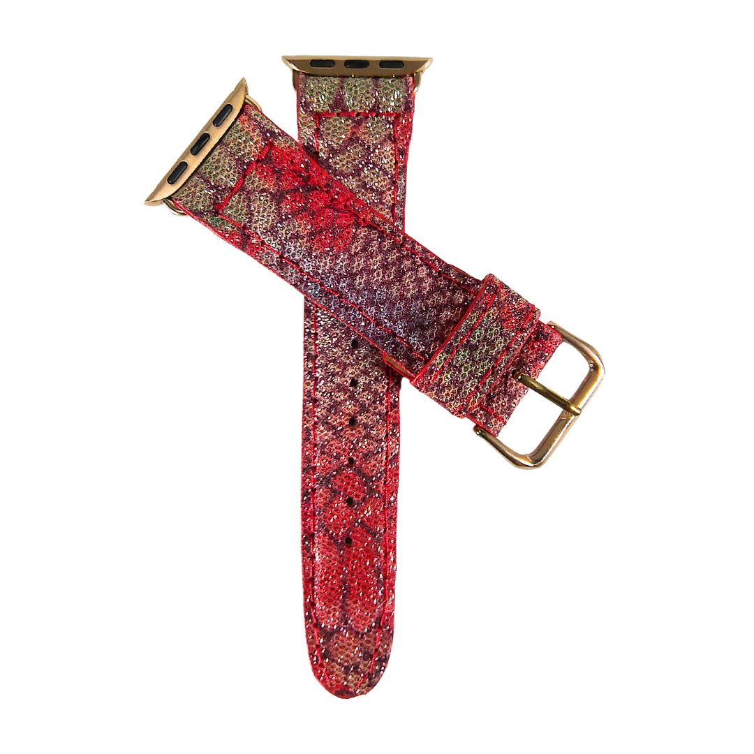 Red Snake Apple Watch Band Glitter  top