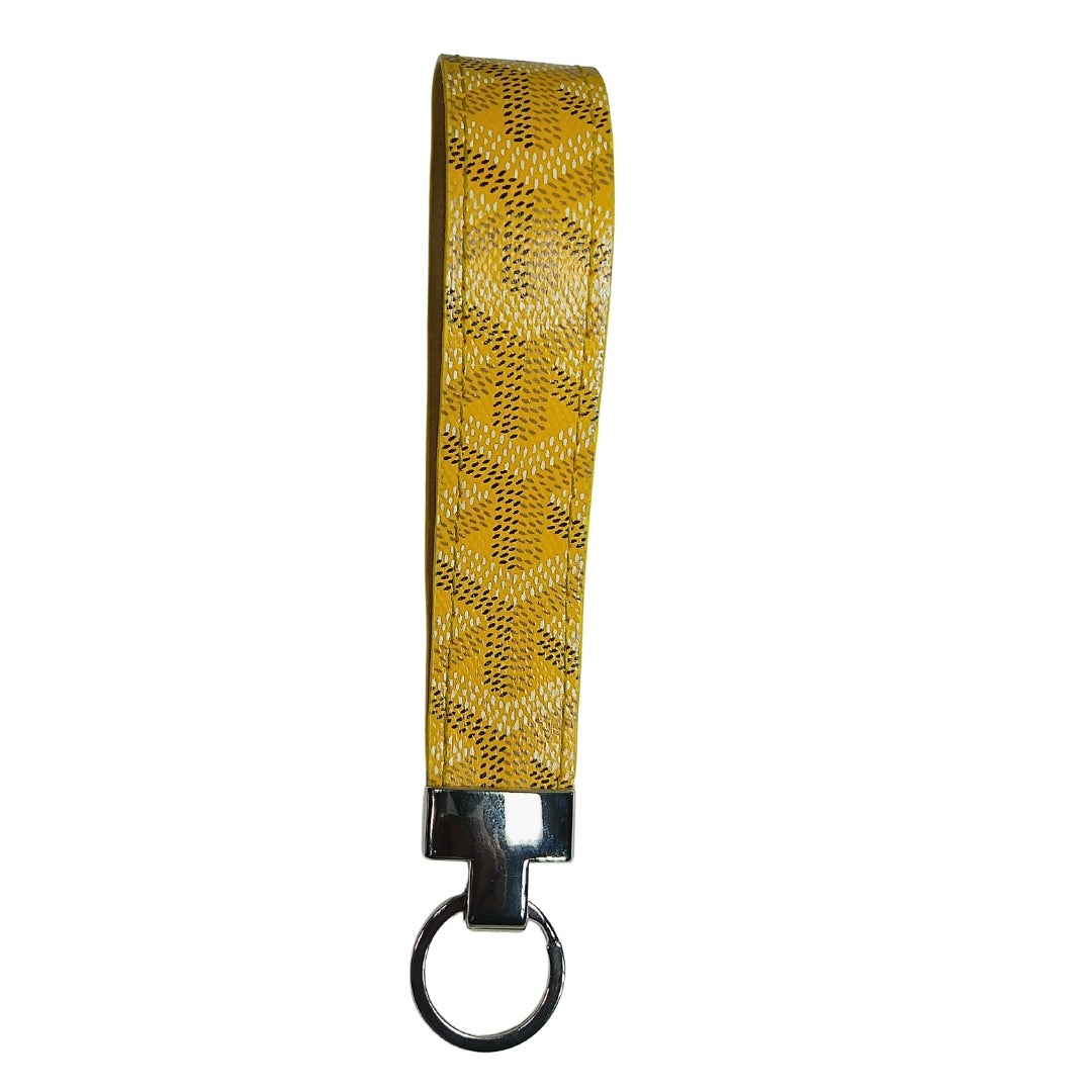 Upcycled Designer Key Fobs | Maison Goyard Yellow Leather | Anaghe Atelier   front