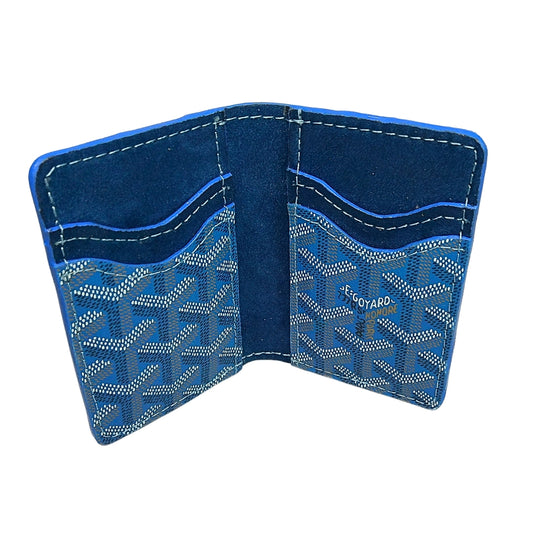 Upcycled Maison Goyard  6 Pocket Card Case Blue