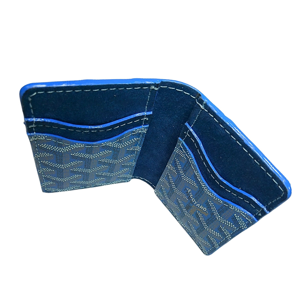 Upcycled Maison Goyard  6 Pocket Card Case Blue  Top detail  View 
