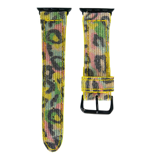 Yellow Leopard Apple Watch Band Glitter 