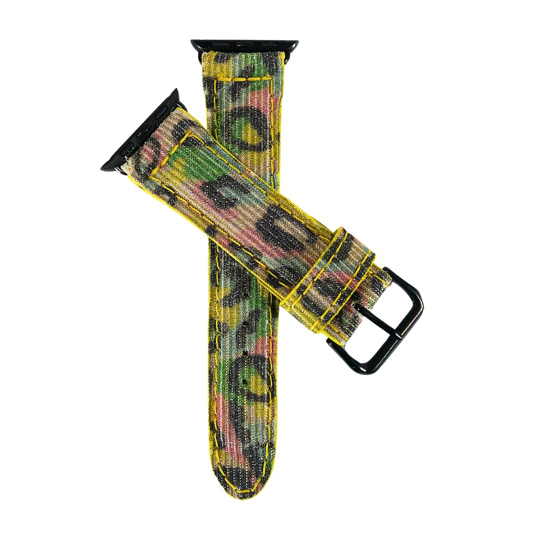 Yellow Leopard Apple Watch Band Glitter top